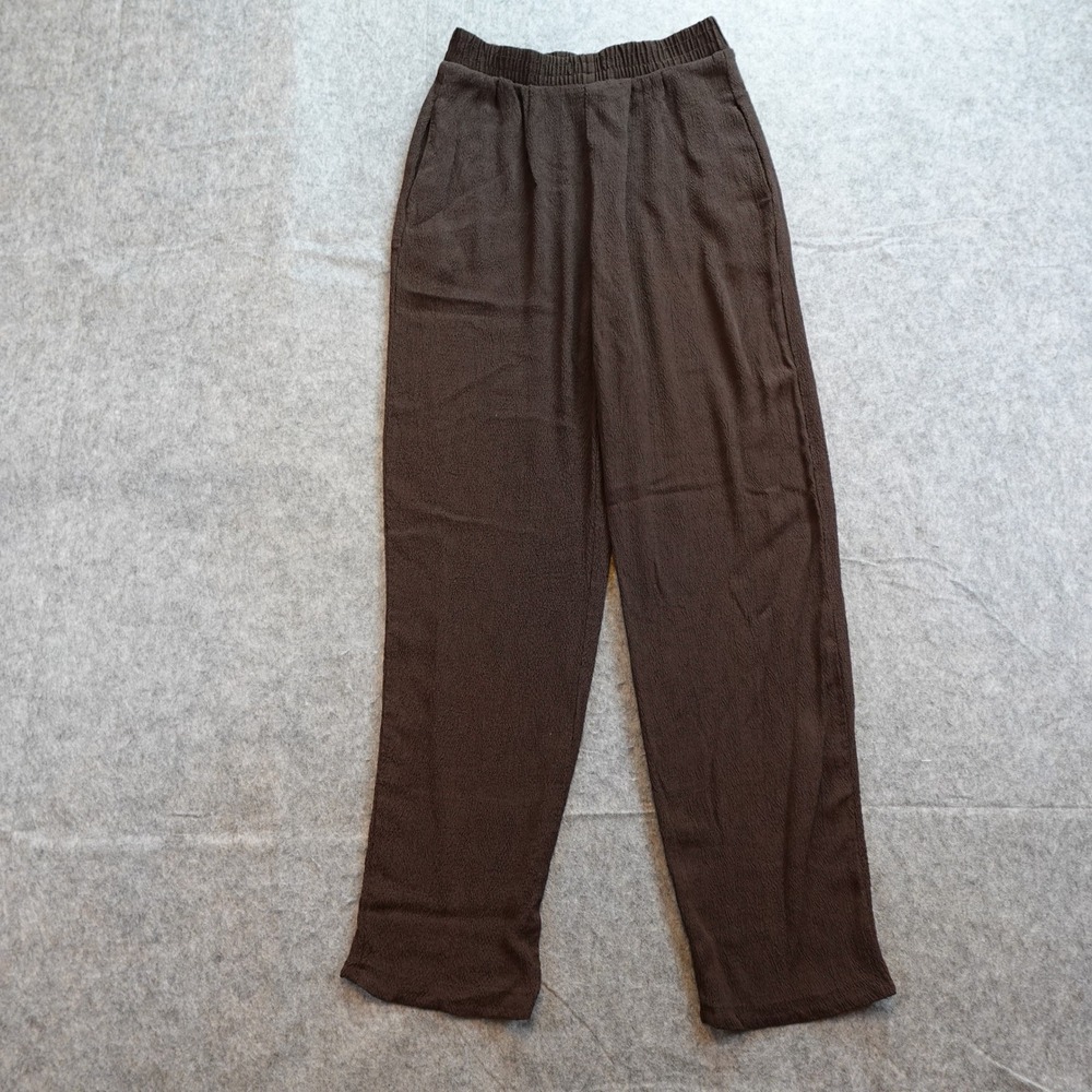 VTG Harlow Pants Womens Medium Brown Crepe Pull On Comfort Tapered Leg